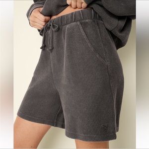 PINK Victoria's Secret High Waist Ribbed Shorts in Charcoal Gray